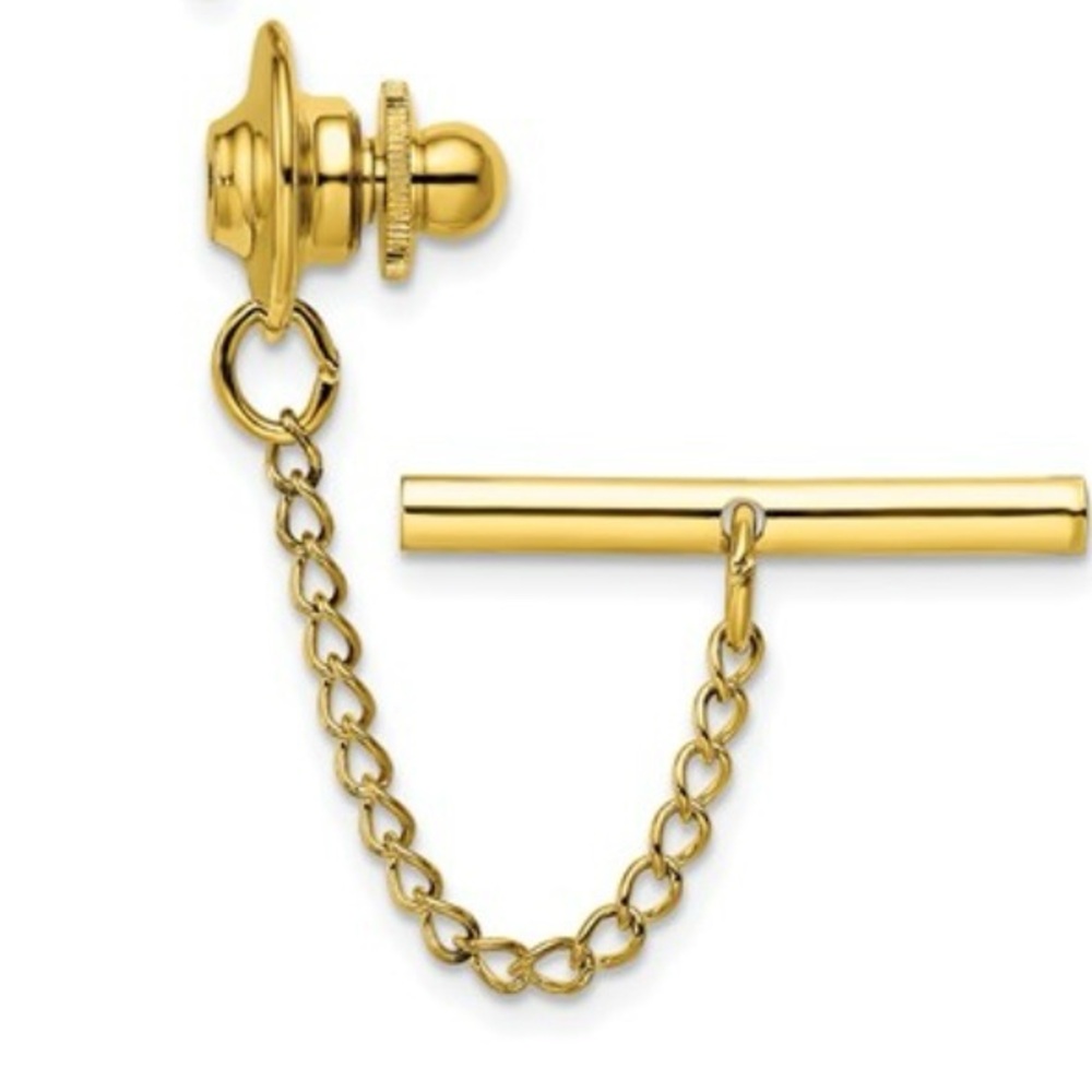Vintage Masonic 1/20 10K GP  Tie Tack with Safety Chain Excelsior Lodge Pin 3D - Picture 7 of 10